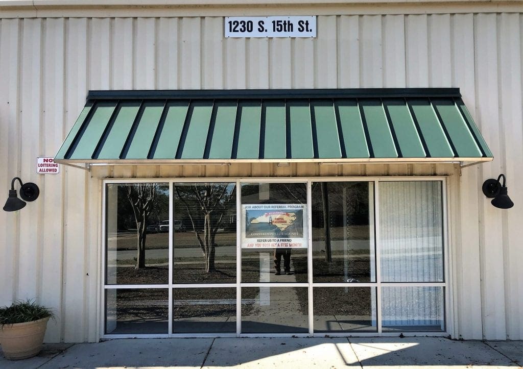 Standing Seam Metal Awning Options For Commercial Building Designs Greenville Awning Company Greenville Sc